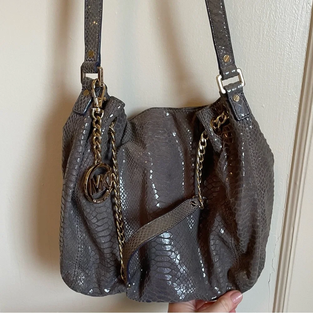Michael Kors Authenic Dark Grey Reptile Print Bag